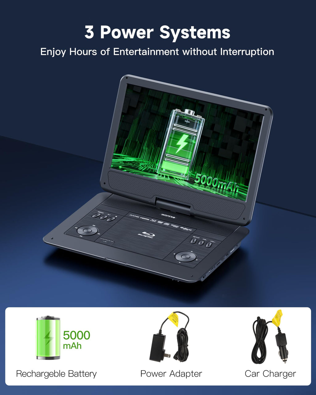 16.9" Portable Blu Ray Player with 14.1" 1080P Swivel Screen M1640