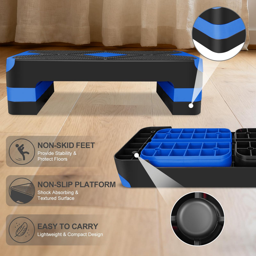 27" Adjustable Aerobic Step Platform with 4 Risers X746