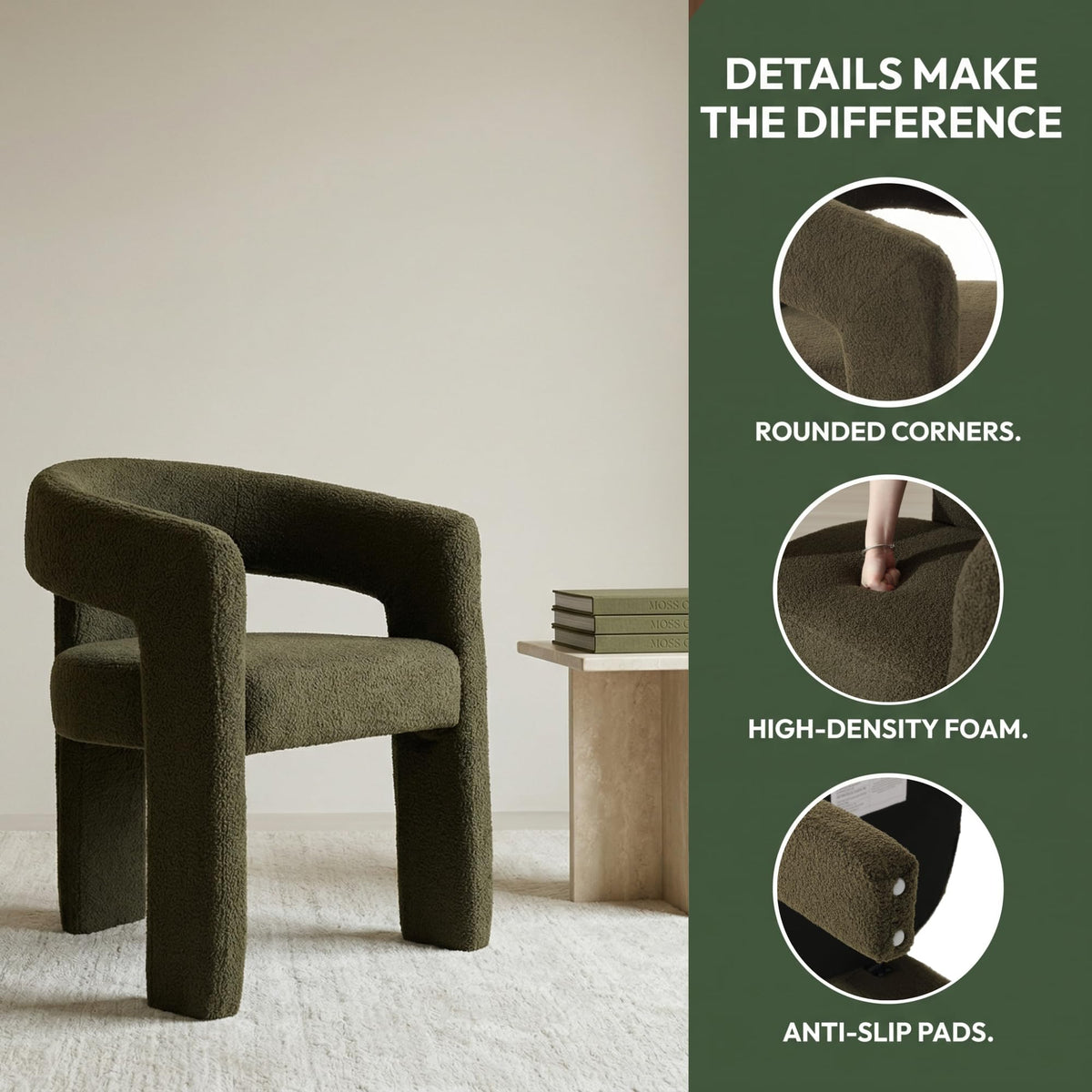 Green Sherpa Barrel Dining Chairs Set of 2 O87740