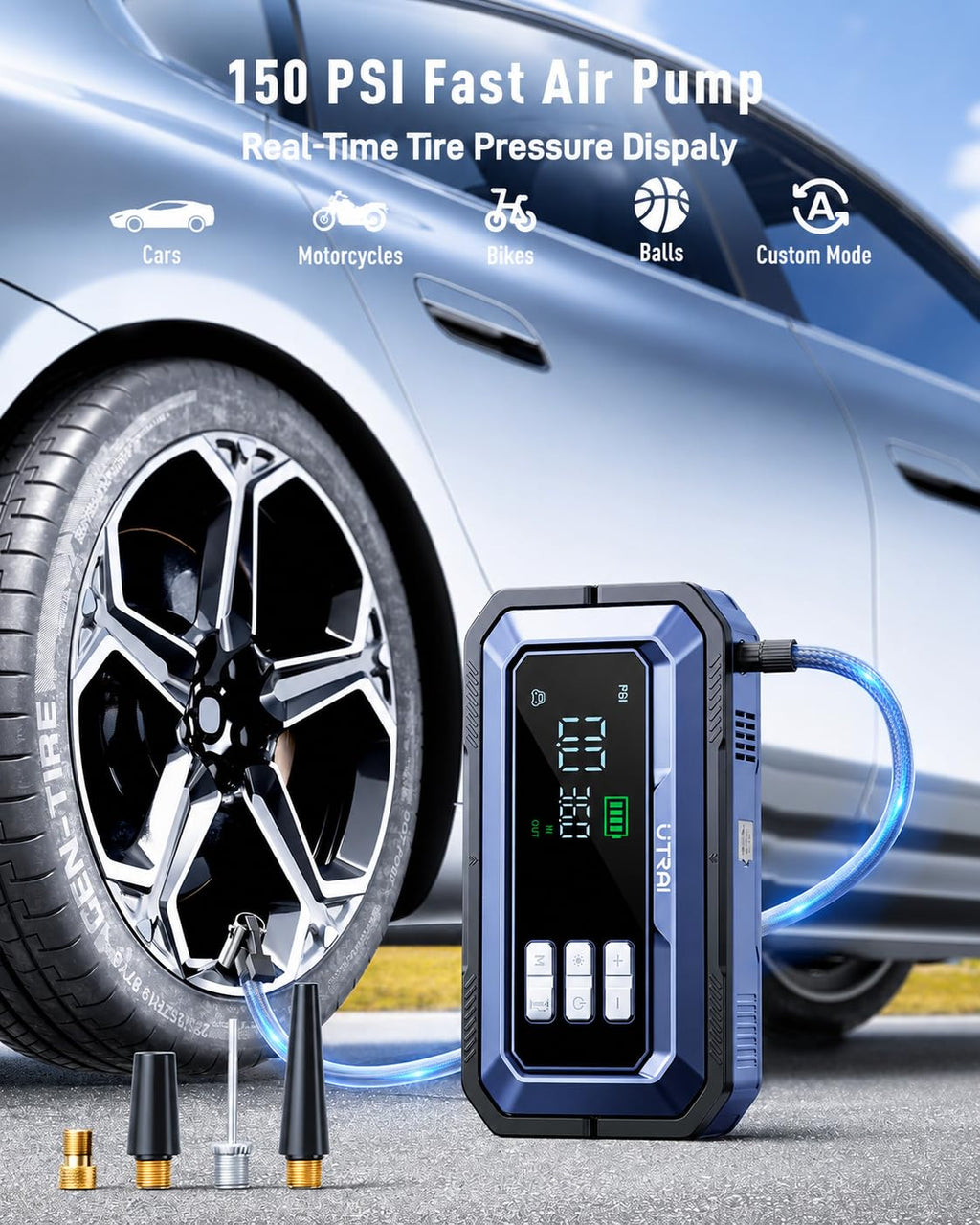 12V 8000A Portable Jump Starter with Air Compressor Y35507