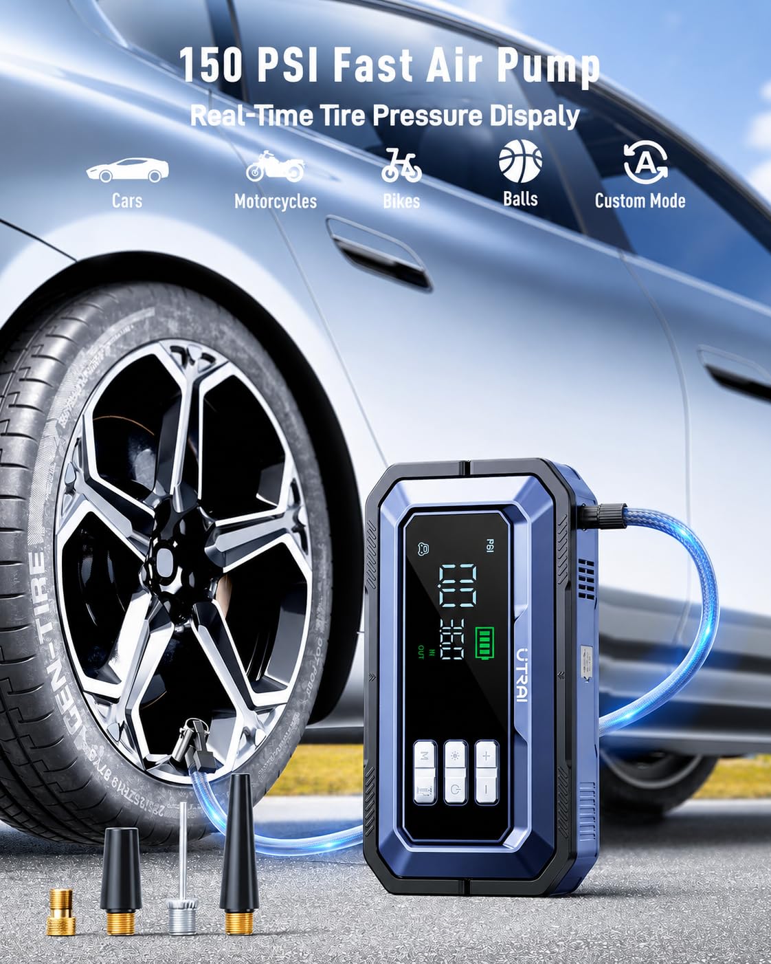 12V 8000A Portable Jump Starter with Air Compressor Y35507