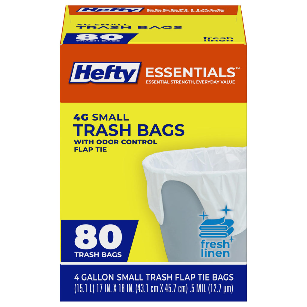 4 Gallon Trash Bags, White, Fresh Linen Scent, 80ct V5270