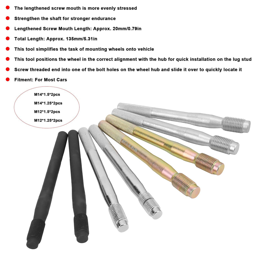 8PCS M14x1.5/1.25 M12x1.5/1.25 Steel Alloy Wheel Stud Pin D29963
