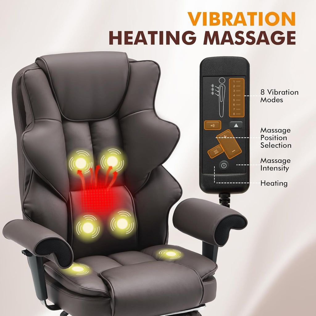 Brown Heated Massage Office Chair with Foot Rest Q274894