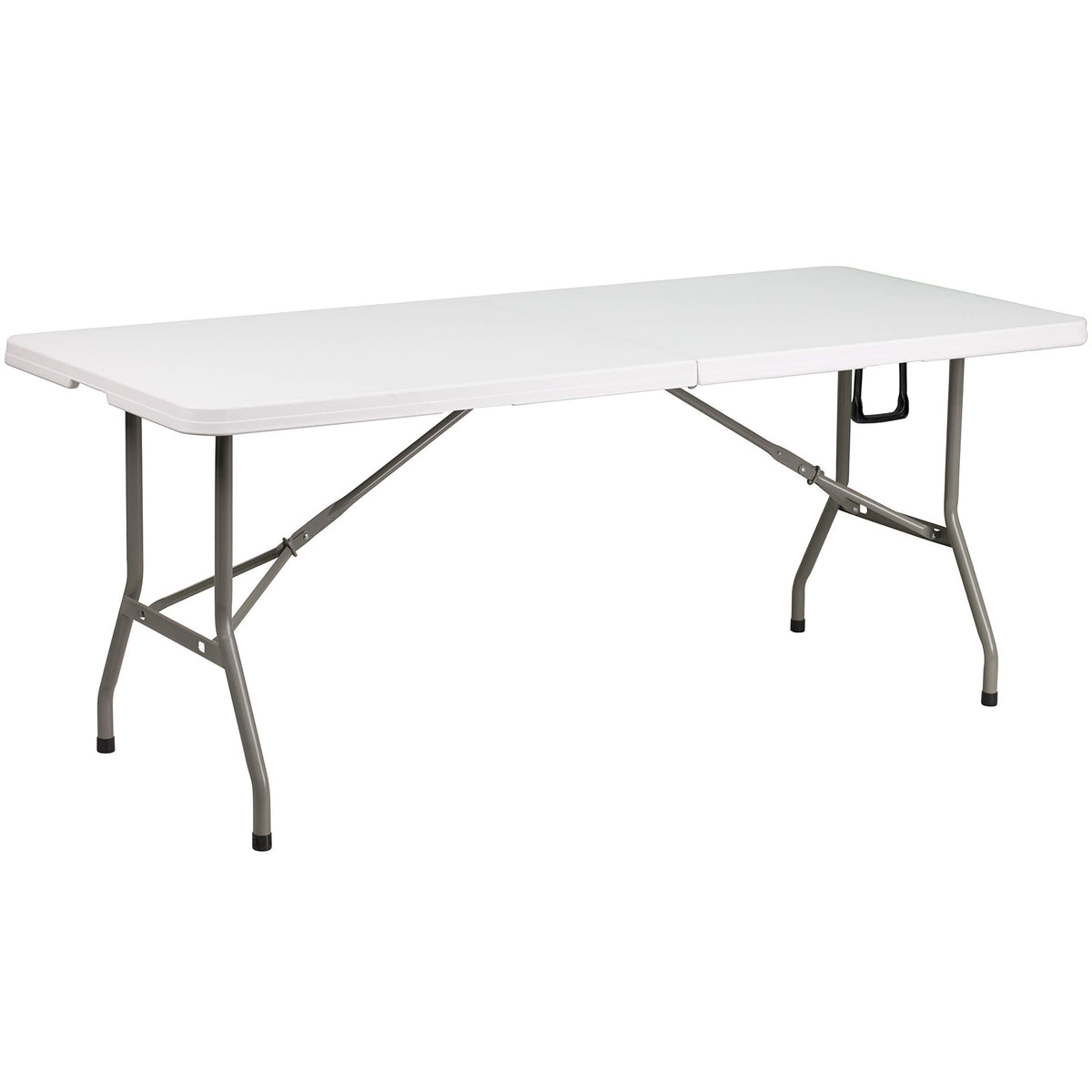 6-Foot Bi-Fold Granite White Plastic Folding Table with Carrying Handle D719