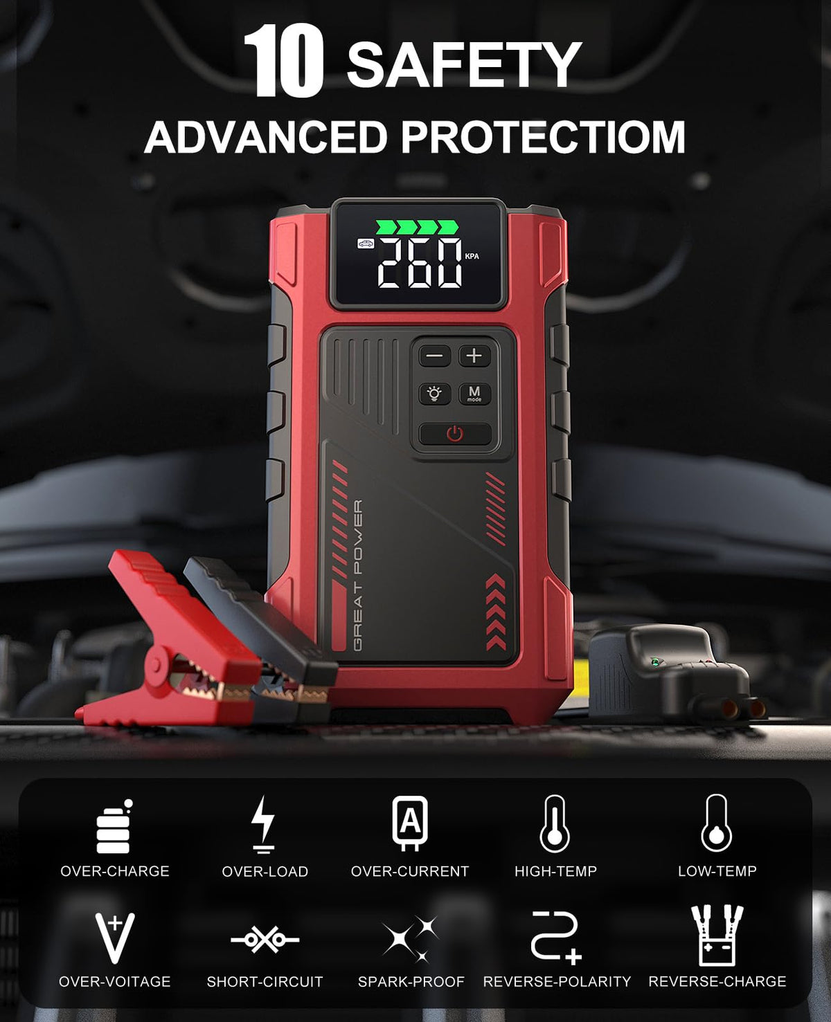 4500A Car Jump Starter with Air Compressor and 150PSI Tire Inflator V379959