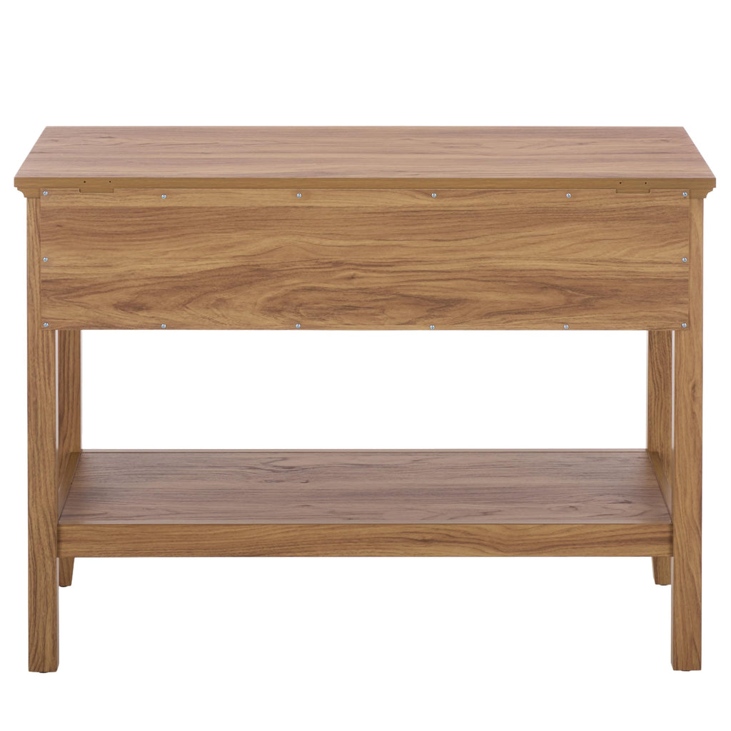 Oak 2-Drawer Console Table with Shelf Storage U768