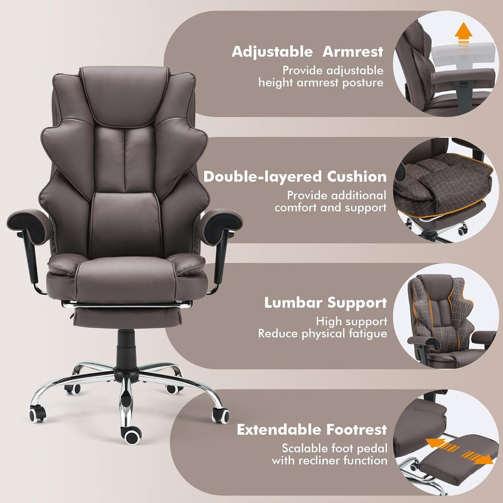 Brown Heated Massage Office Chair with Foot Rest Q274894