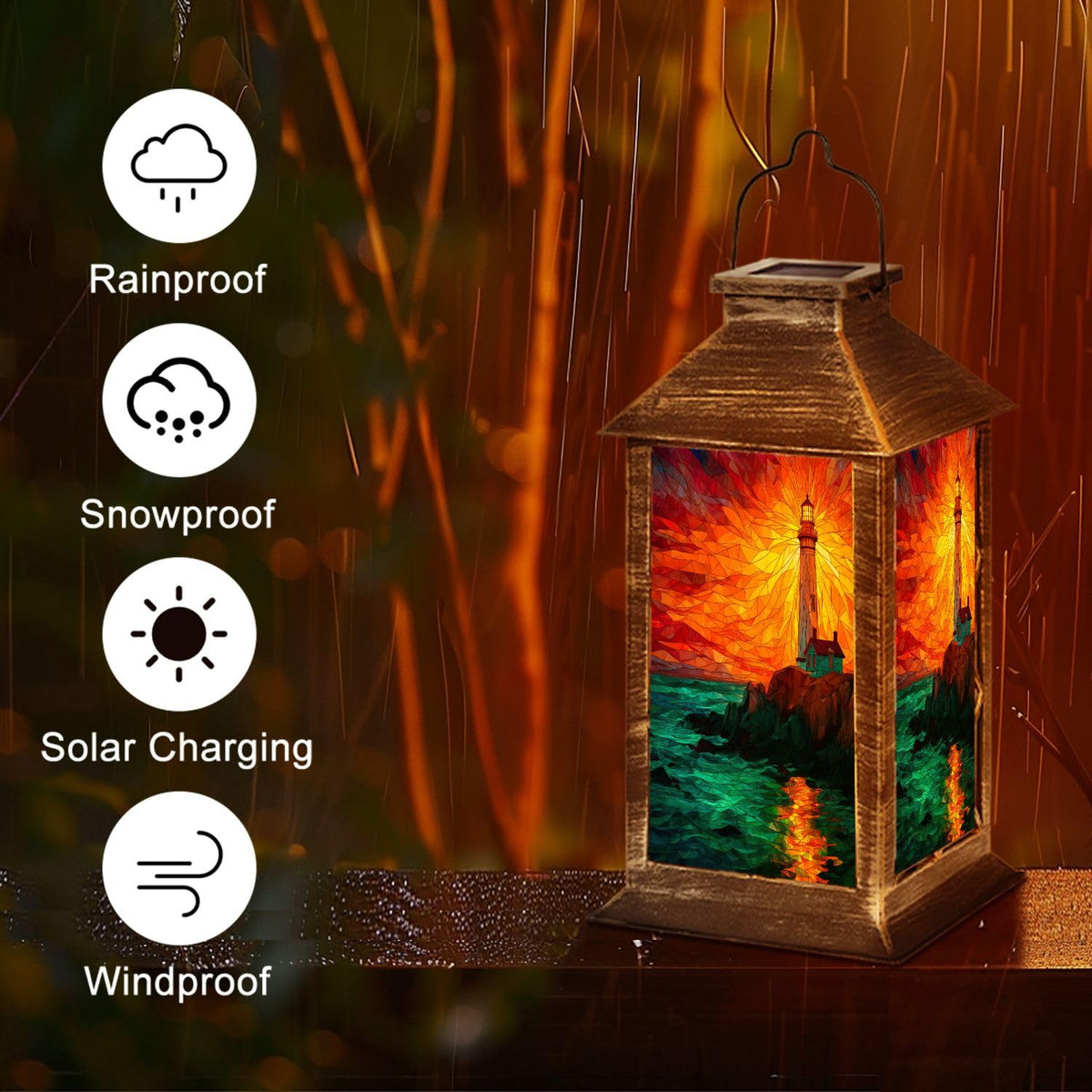 Solar Powered Waterproof Hanging Lantern G438363