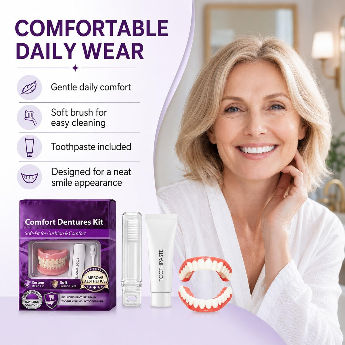 Silicone Dentures Upper & Lower Set N171858