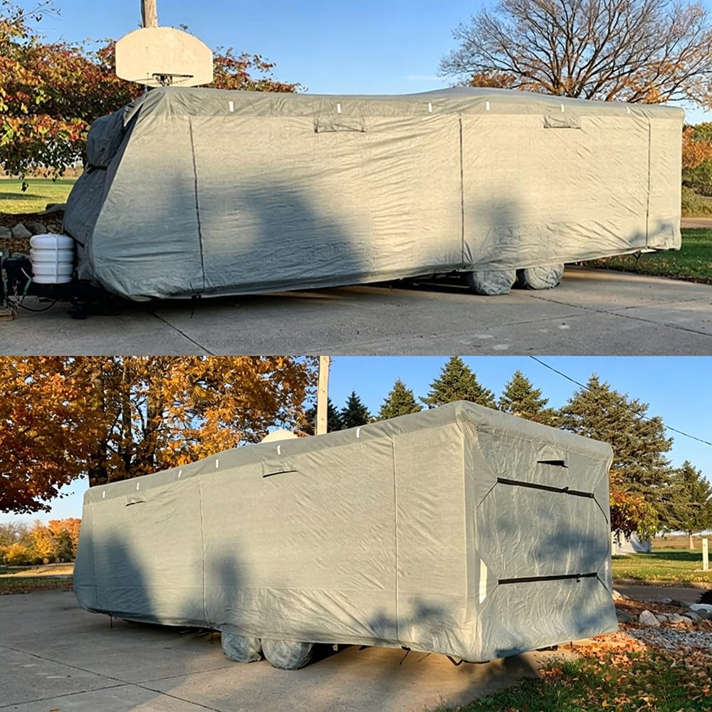 Waterproof 420D Travel Trailer Cover with Adjustable Straps M979279