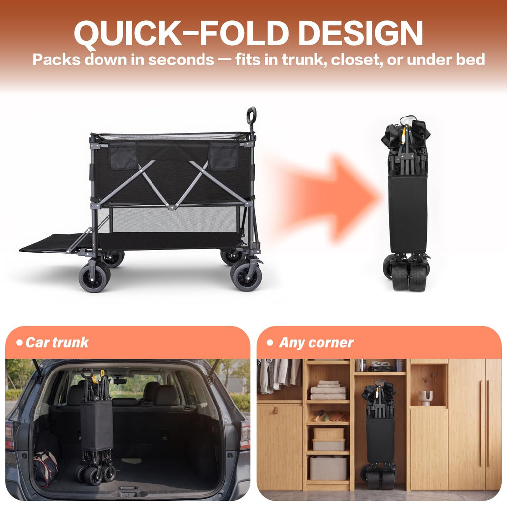 600L Foldable Collapsible Wagon Cart with Wheels R654975