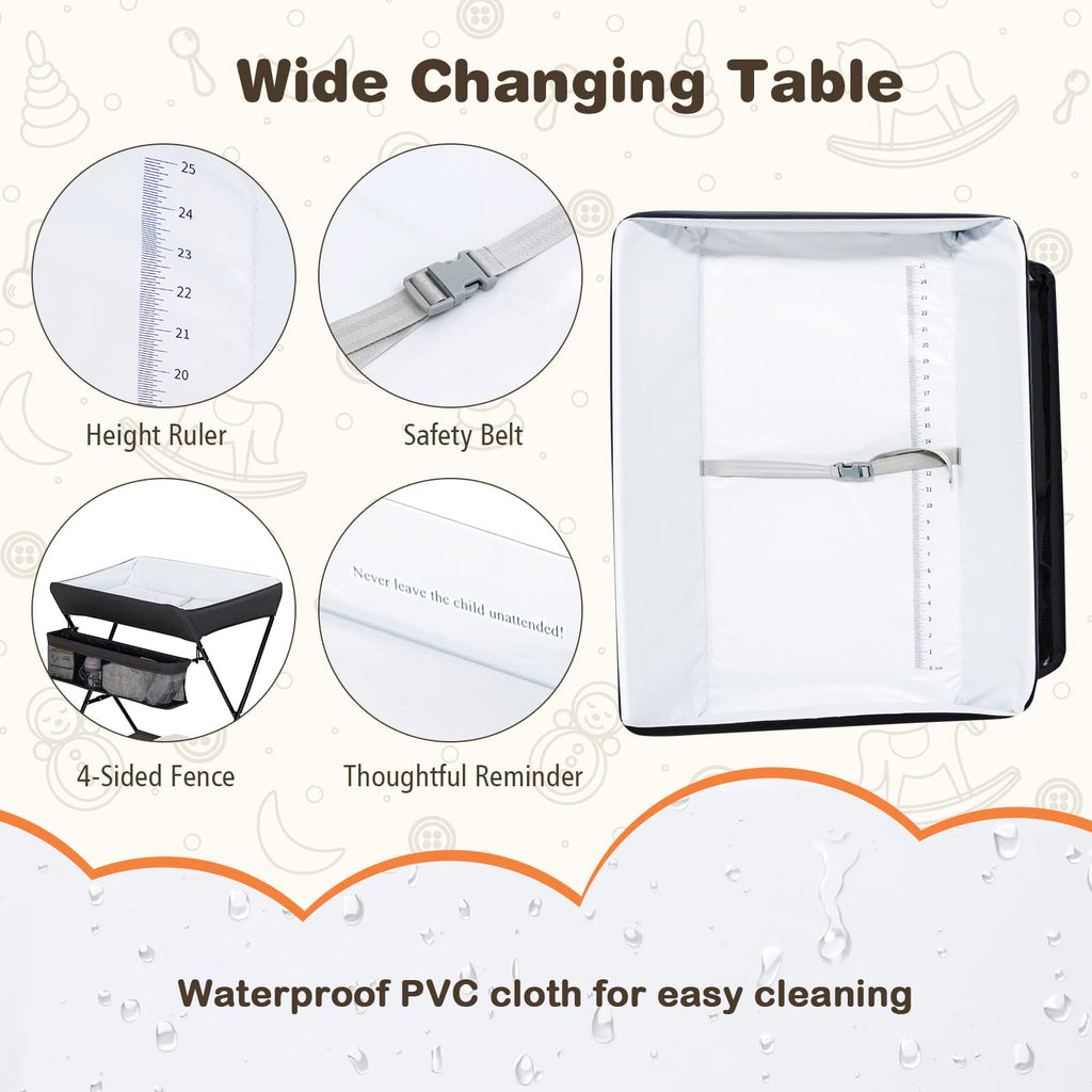 Portable Baby Changing Table with Safety Belt Black V5944