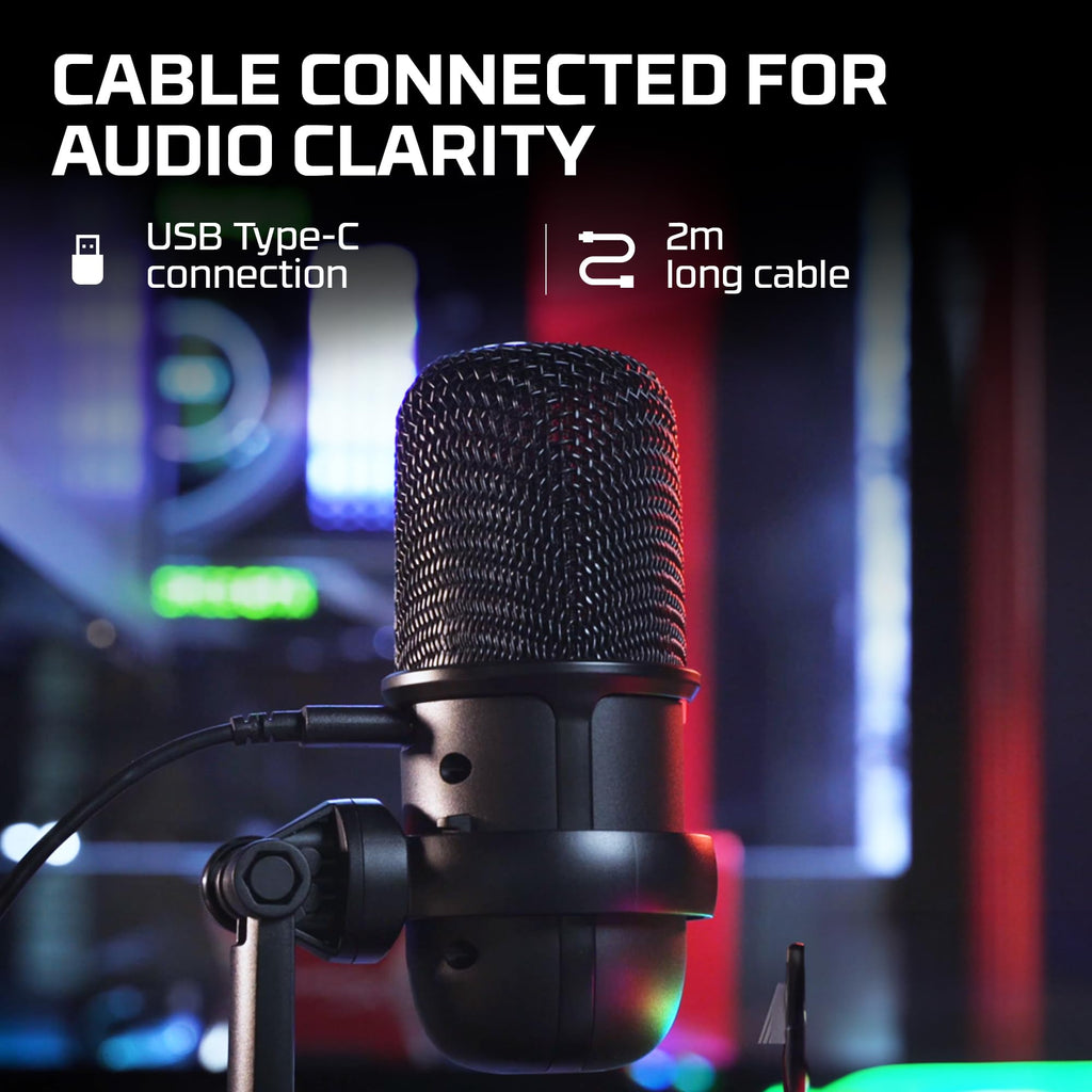 USB Condenser Gaming Microphone, Cardioid, Black F91730