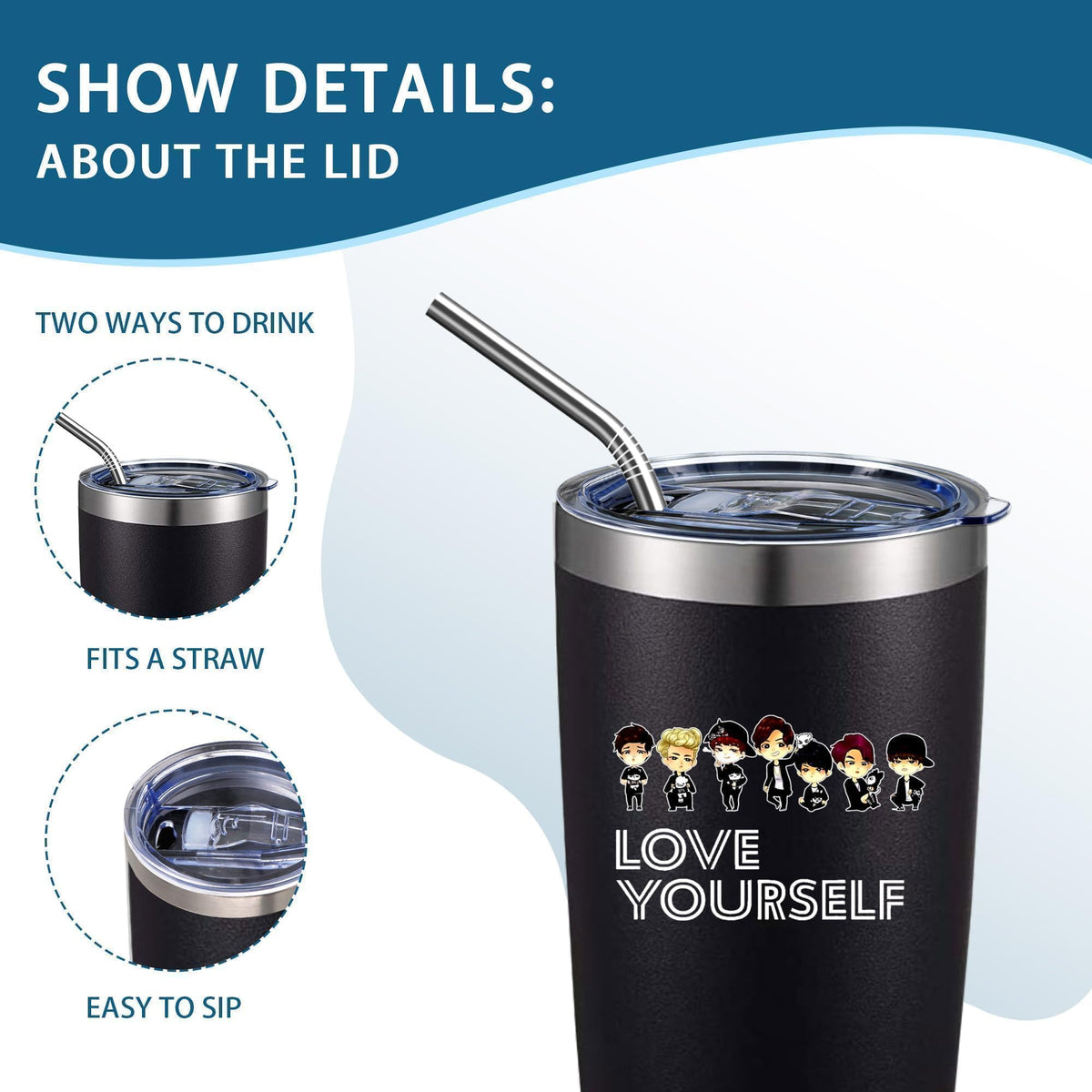 20oz Insulated Stainless Steel Tumbler with Lid I1258
