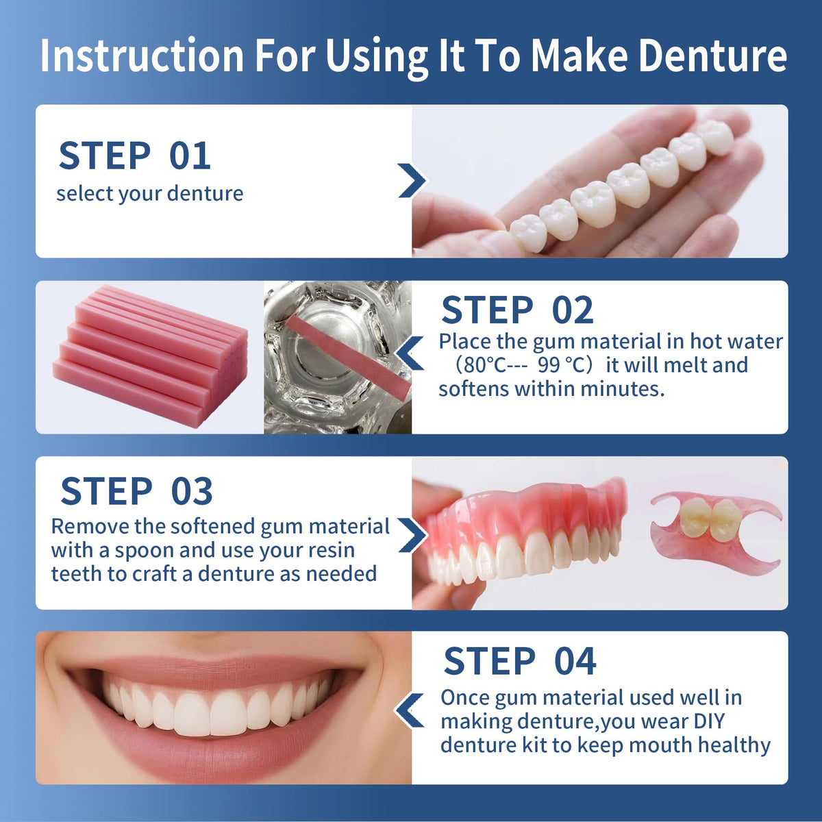 Boil & Fit Denture Reliner Kit for Full or Partial Denture T414