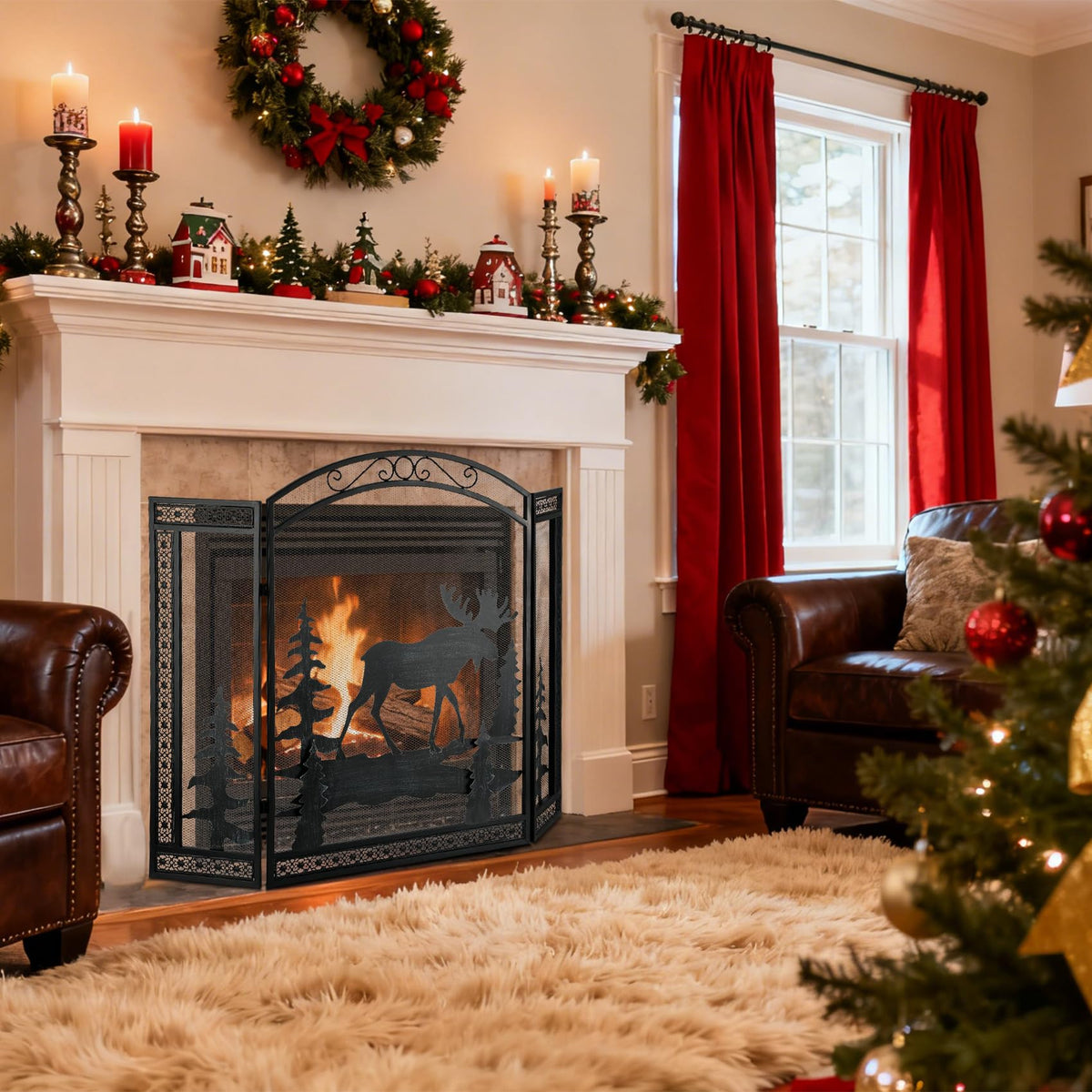 3 Panel Fireplace Screen with Guard Grate G922