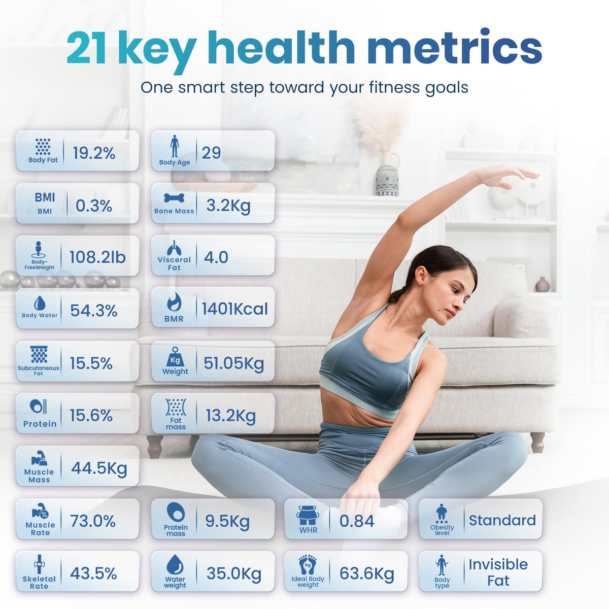 8-Electrode Digital Body Weight Scale with Bluetooth S572