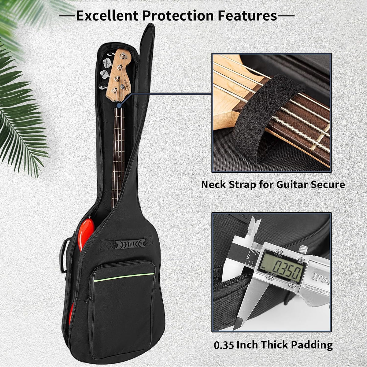 Black Waterproof Padded Electric Bass Guitar Gig Bag T8956