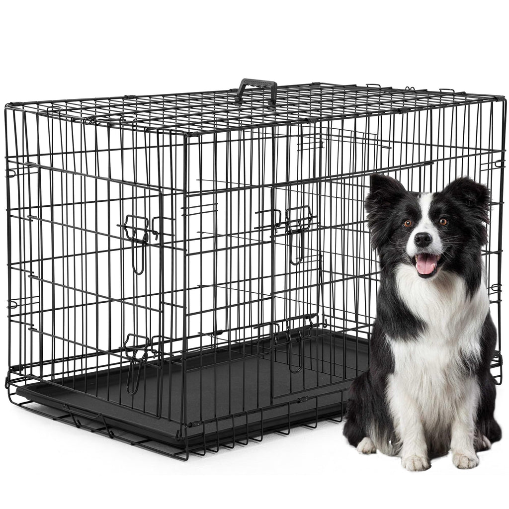 42 inch Folding Metal Wire Dog Crate with Double Door P723771