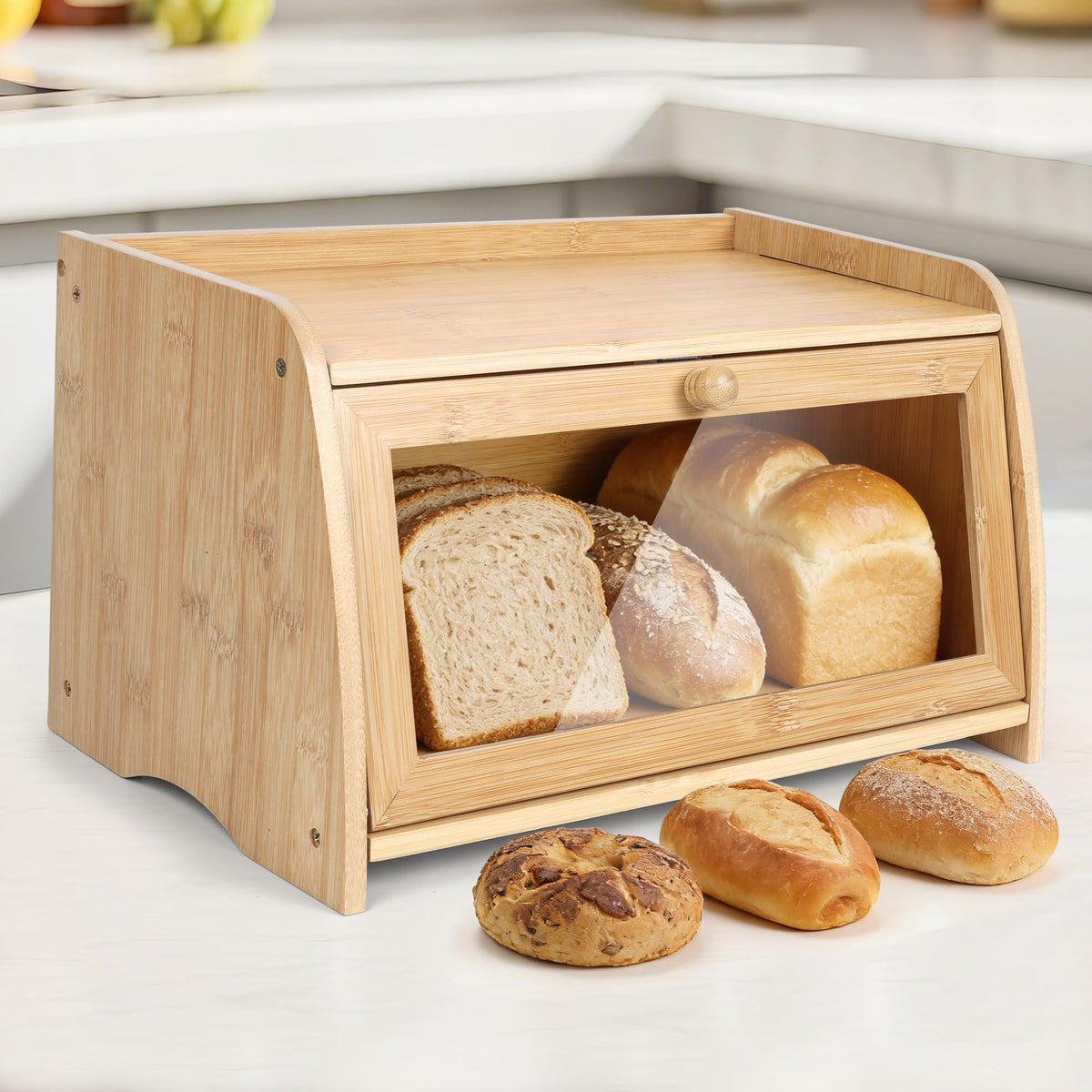 Large Bamboo Bread Box K7609