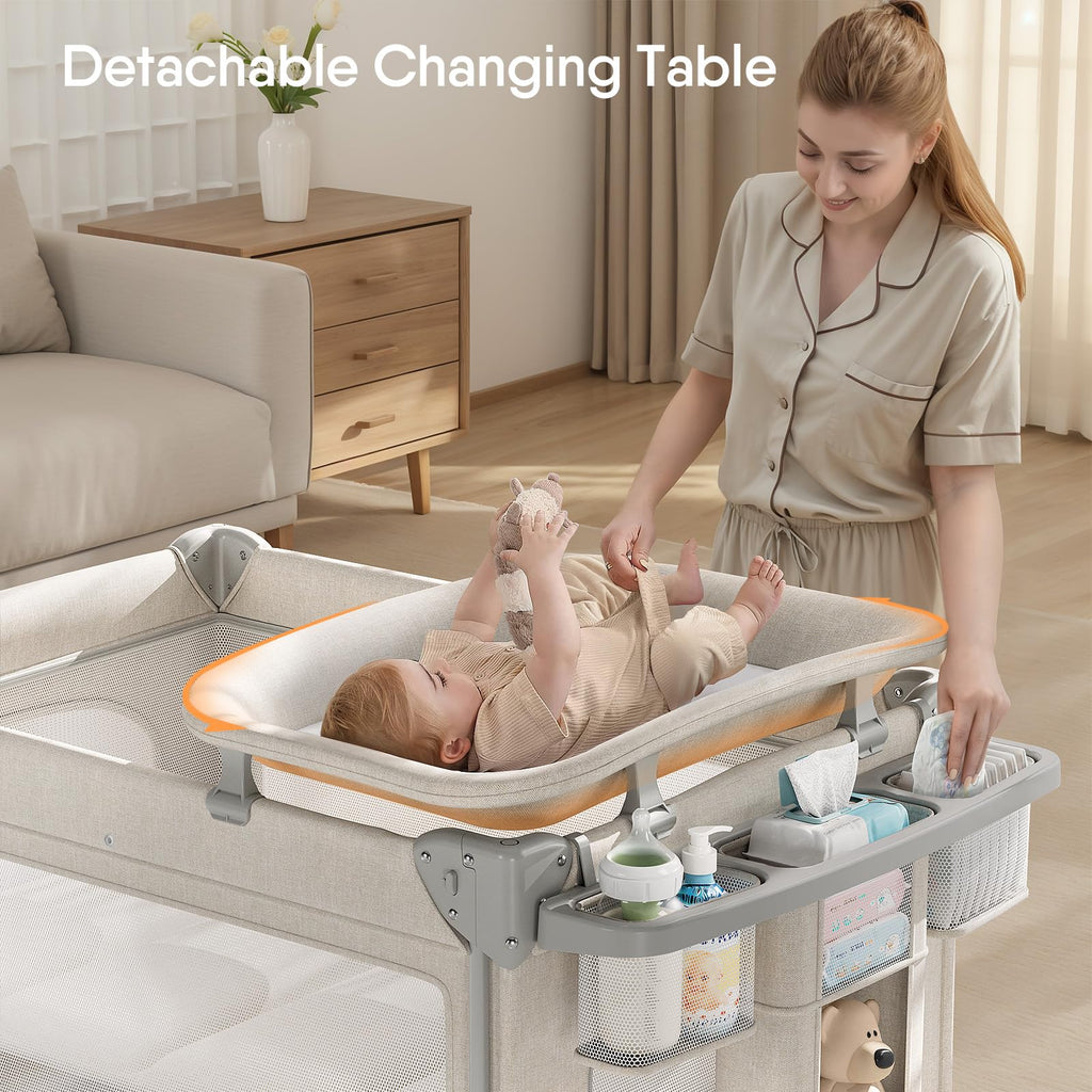 Baby Bassinet, Pack and Play, Bedside Crib Sleeper, Diaper Changer E44469