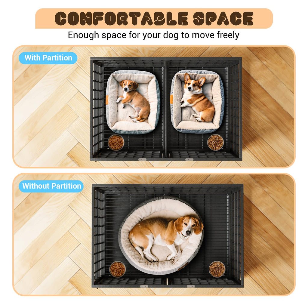 Heavy Duty Metal Dog Crate with Removable Tray and Wheels H12040