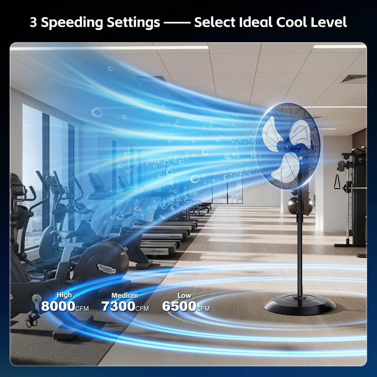 24" High Velocity Oscillating Pedestal Fan, 8000 CFM 3-Speed Standing Fan Z9938