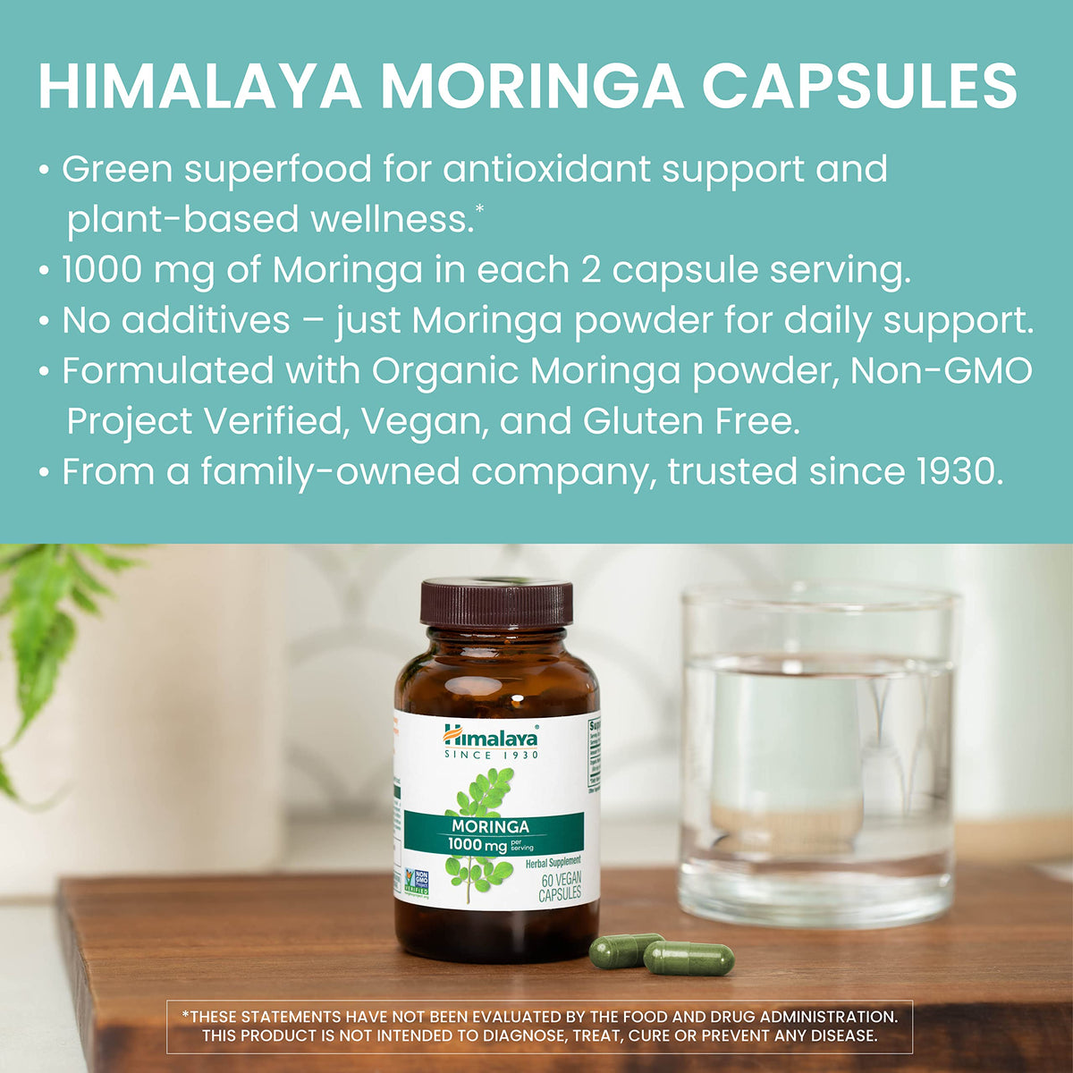 Organic Moringa 1000 mg 60 Capsules U183644