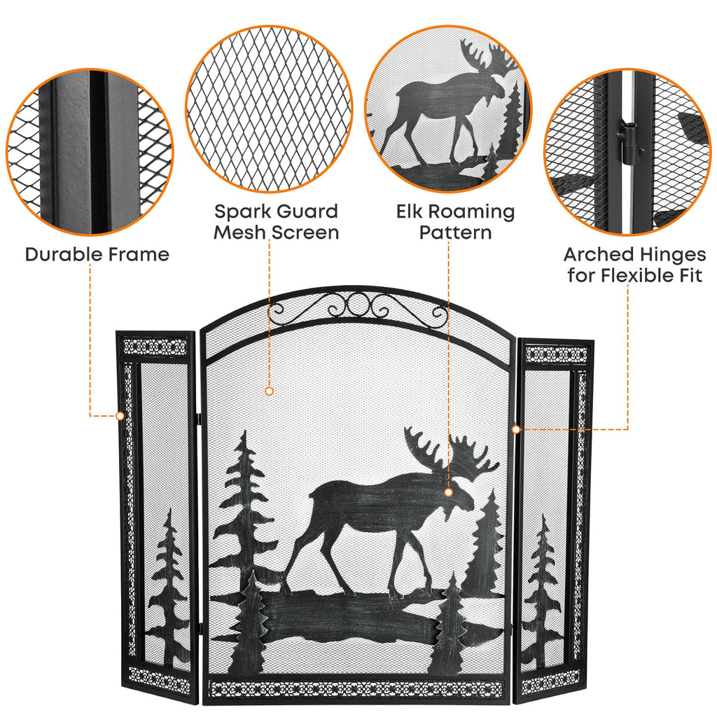 3 Panel Fireplace Screen with Guard Grate G922