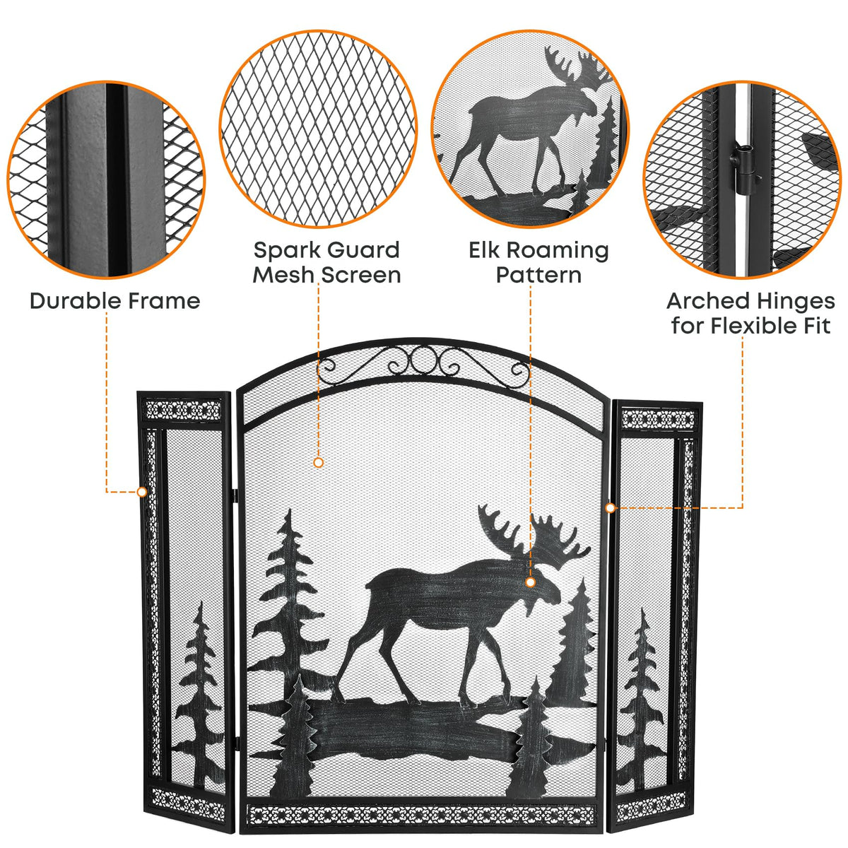 3 Panel Fireplace Screen with Guard Grate G922