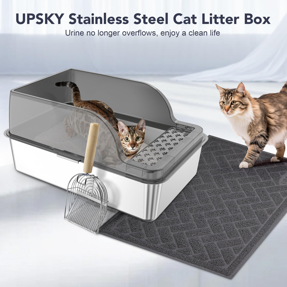 Stainless Steel Enclosed Cat Litter Box M5836