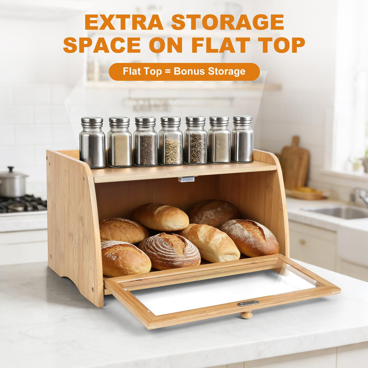 Large Bamboo Bread Box K7609