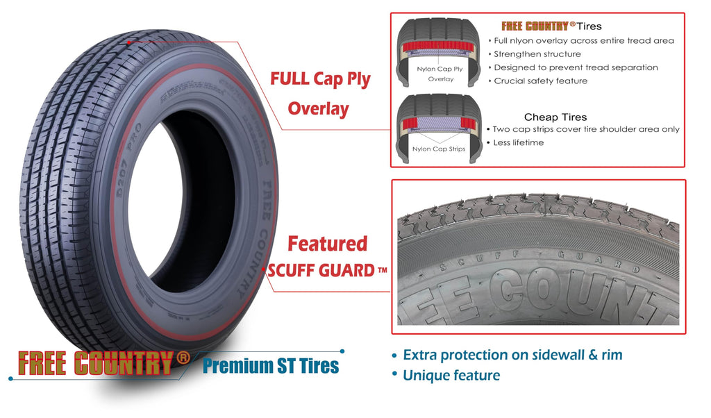 2 Premium Trailer Tires ST205/75R14 8PR LR D T3243