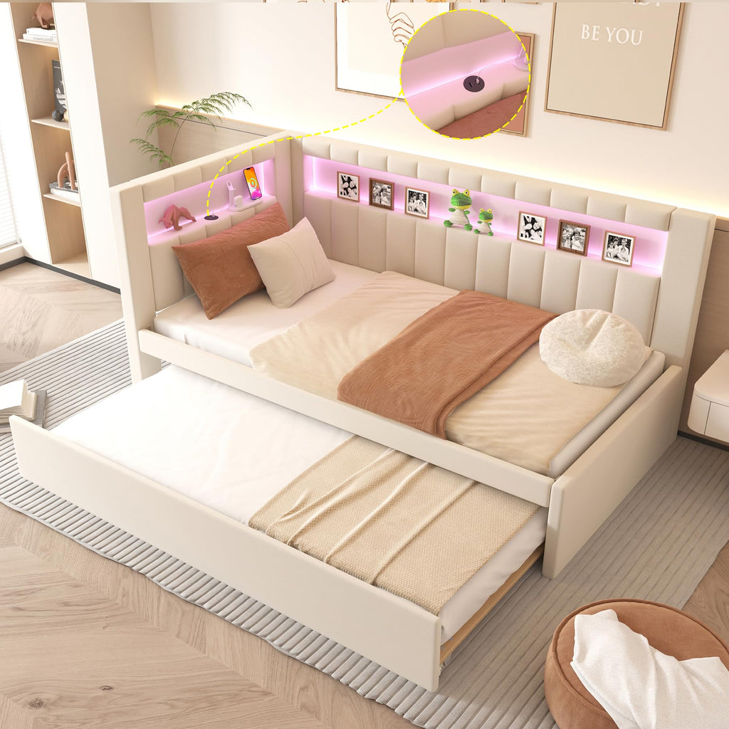 White Twin Size Daybed with Trundle D4311