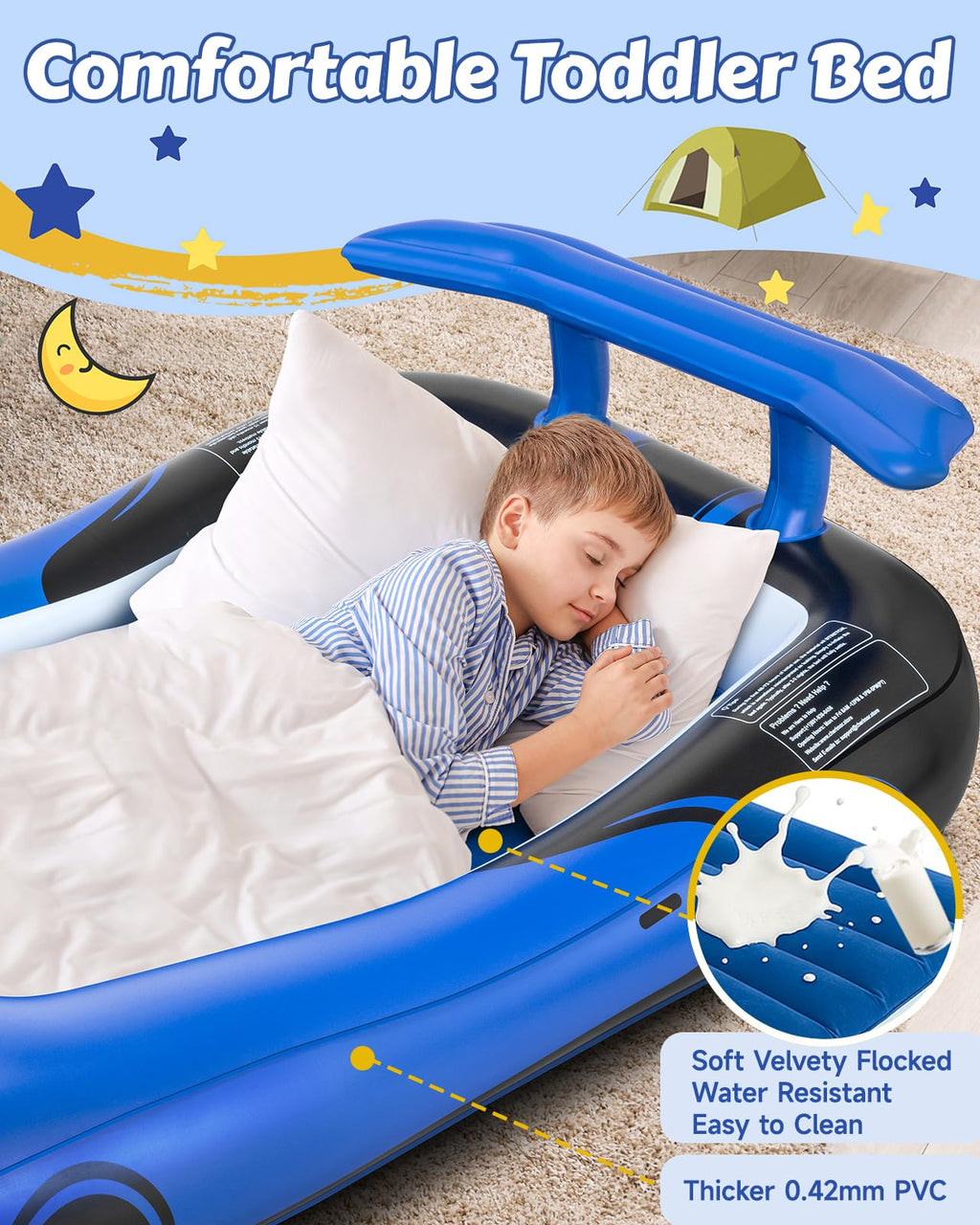 Inflatable Toddler Travel Bed with Safety Bumpers & Auto Pump P93268
