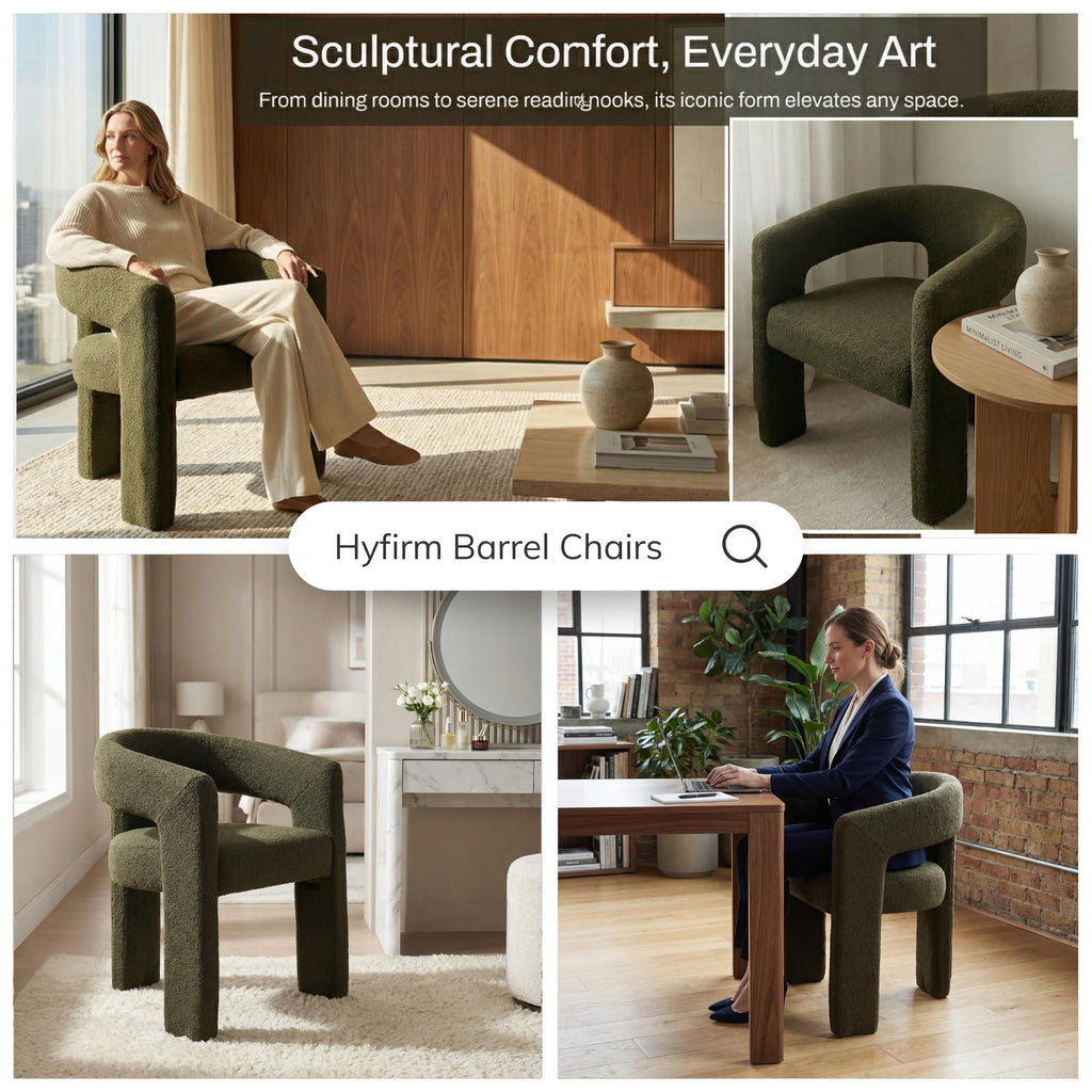Green Sherpa Barrel Dining Chairs Set of 2 O87740