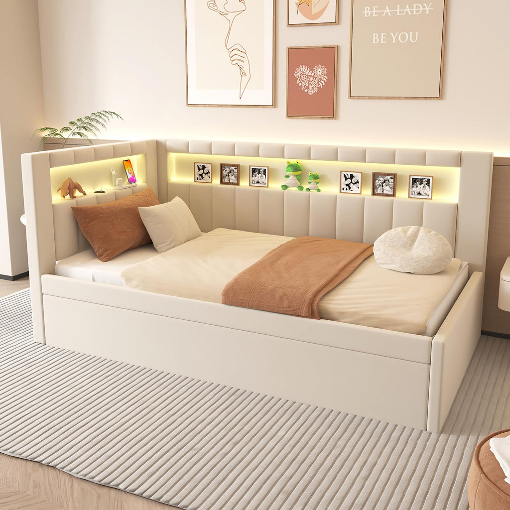 White Twin Size Daybed with Trundle D4311