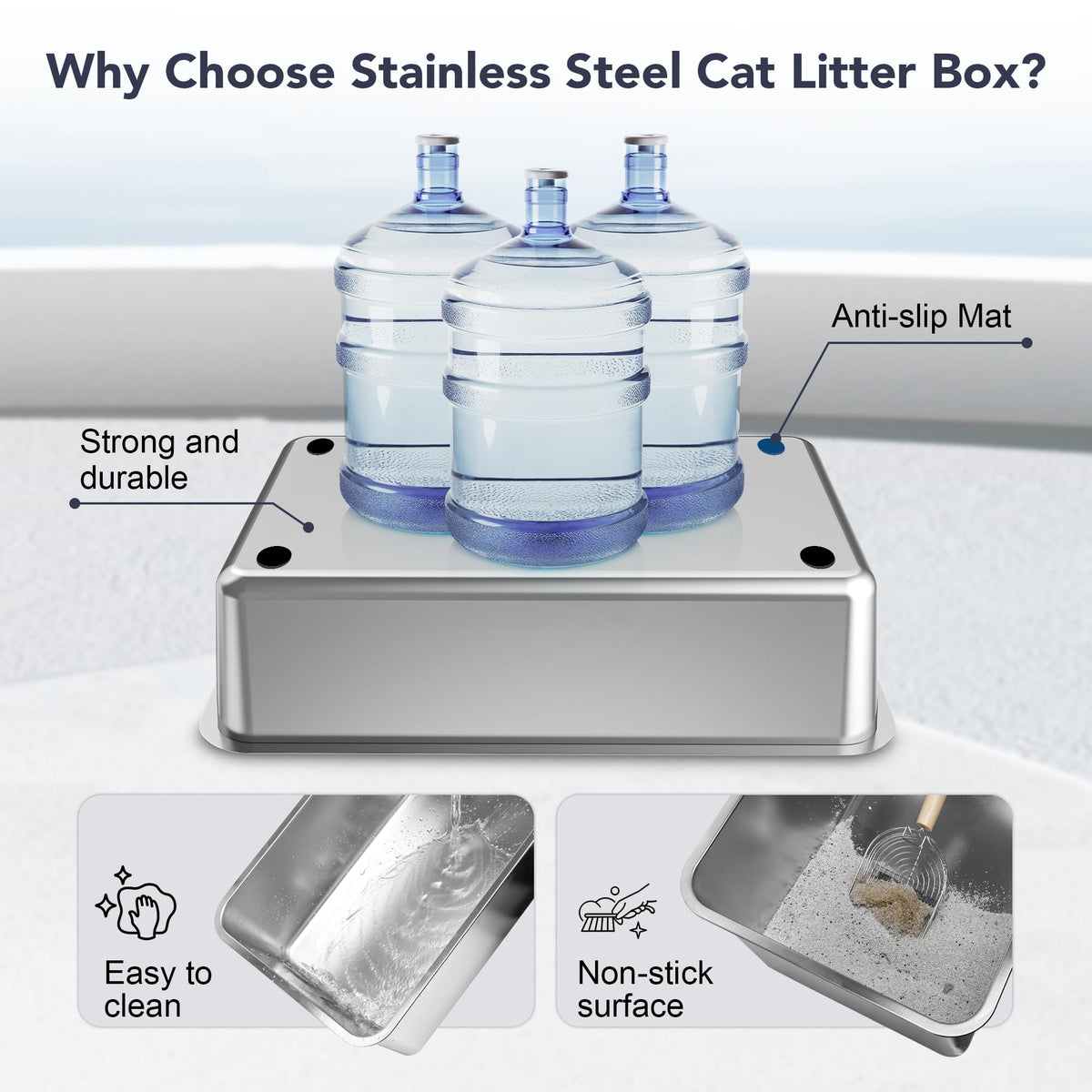 Stainless Steel Enclosed Cat Litter Box M5836