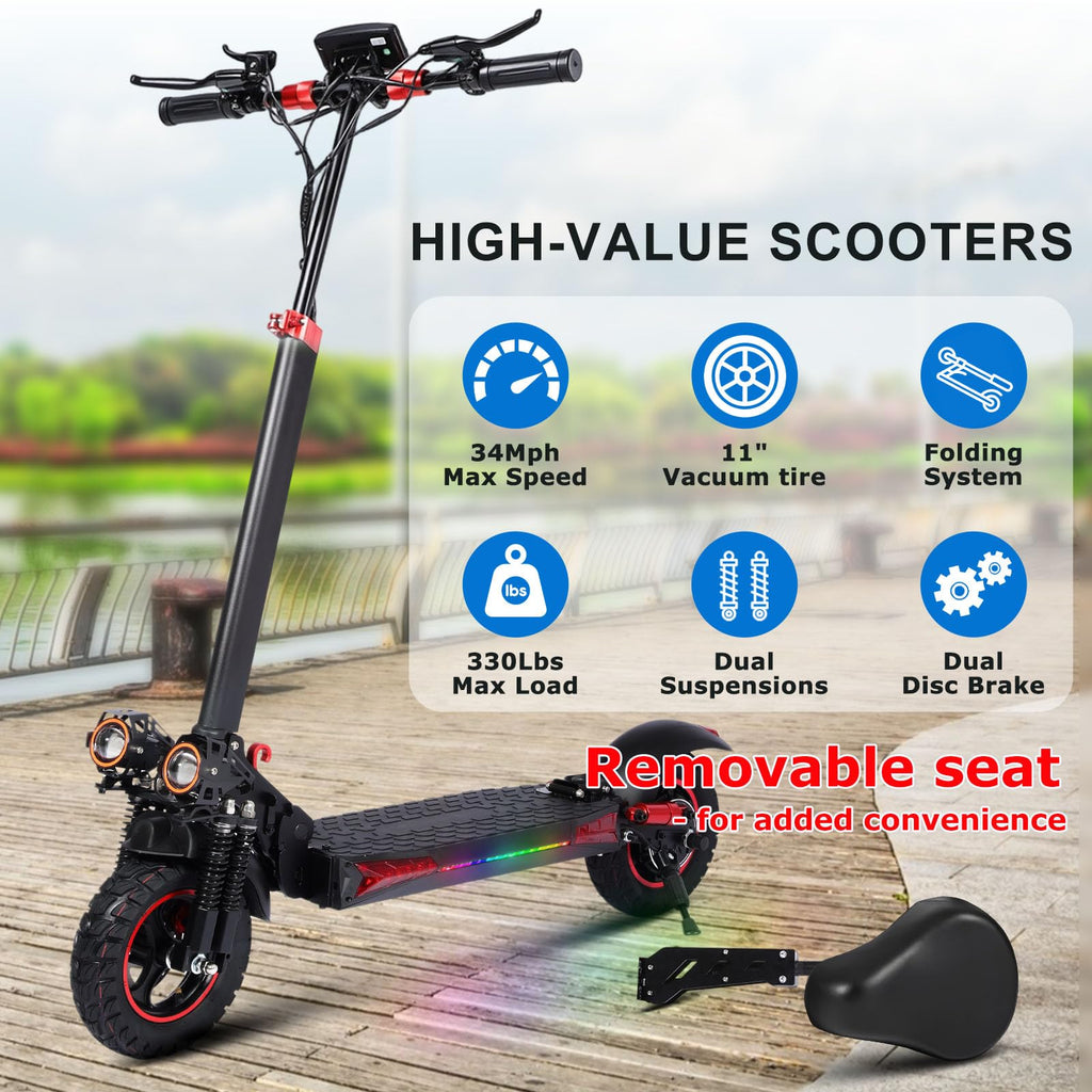 1200W 37 Mile Range 34MPH Foldable Electric Scooter with Seat M408670