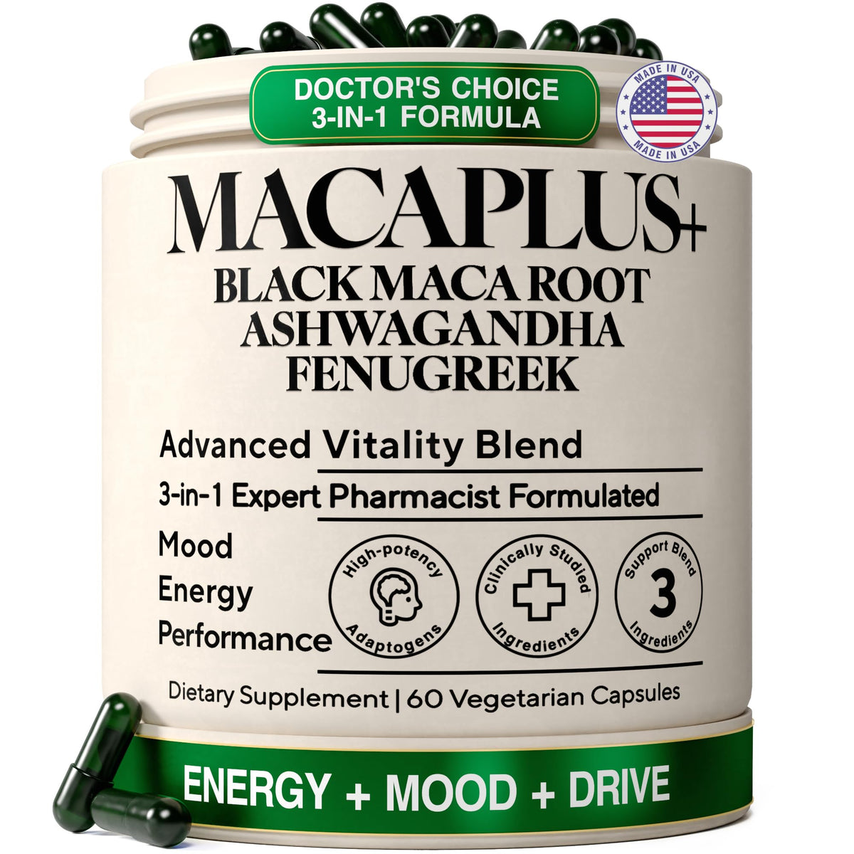 Organic Black Maca Root Capsules 60ct B51840