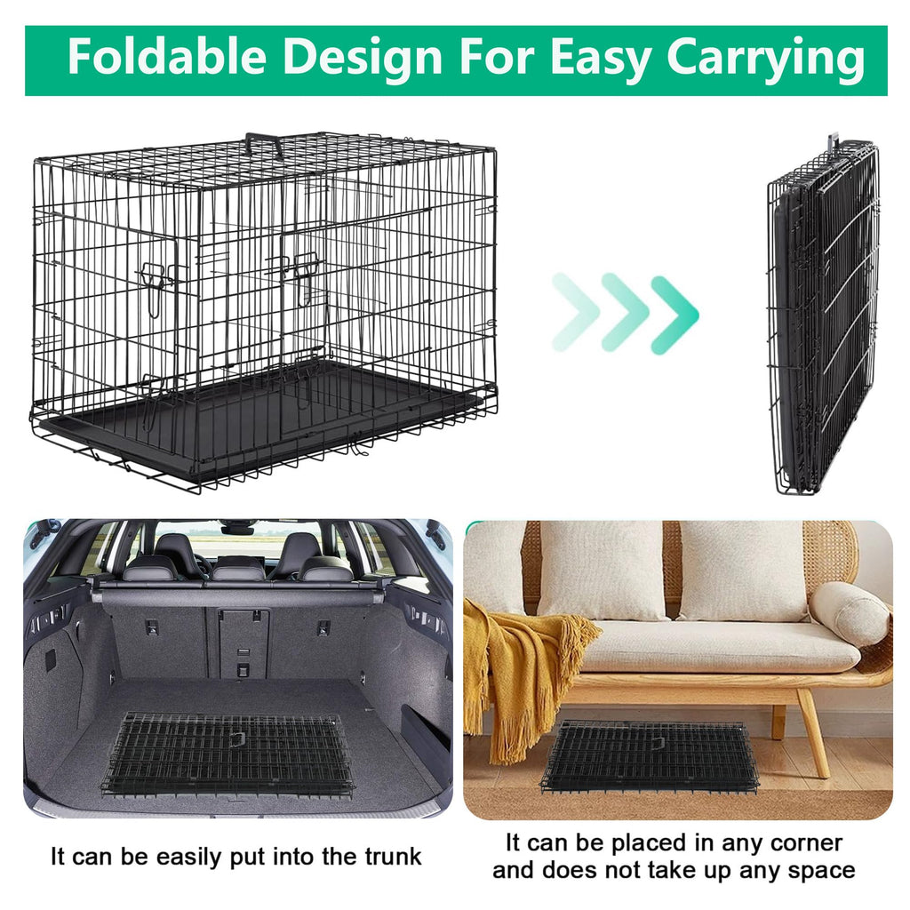 42 inch Folding Metal Wire Dog Crate with Double Door P723771