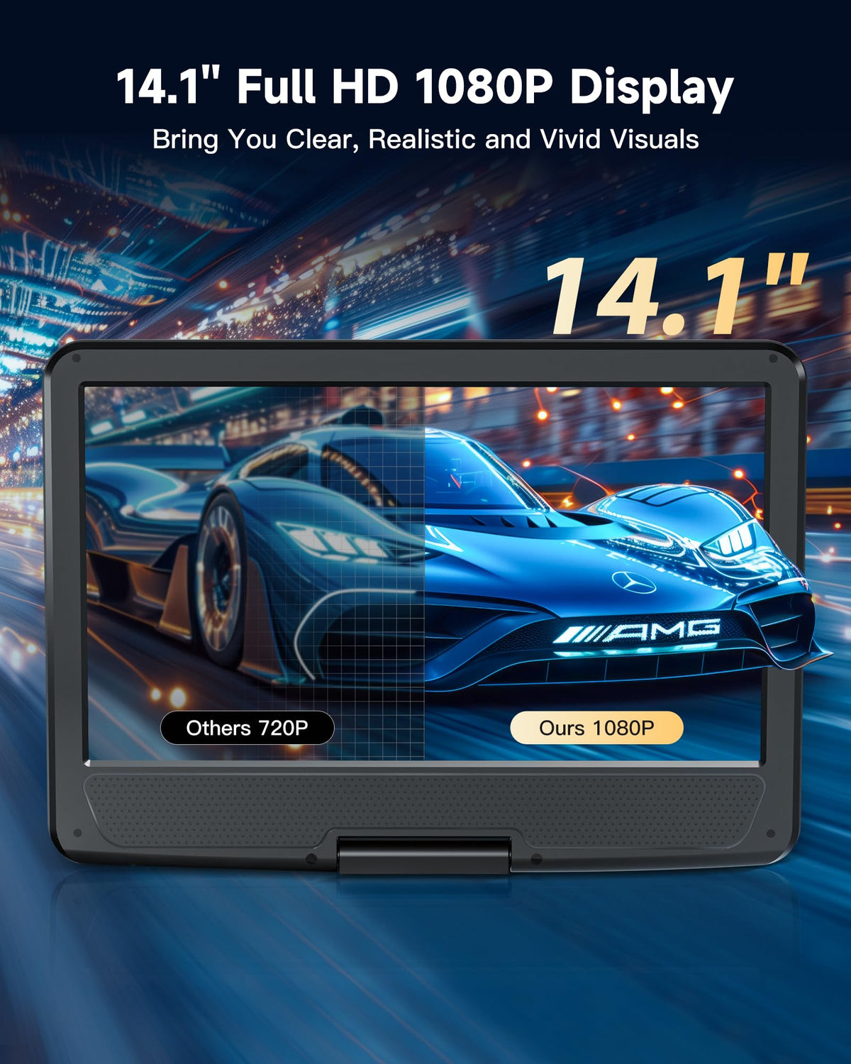 16.9" Portable Blu Ray Player with 14.1" 1080P Swivel Screen M1640