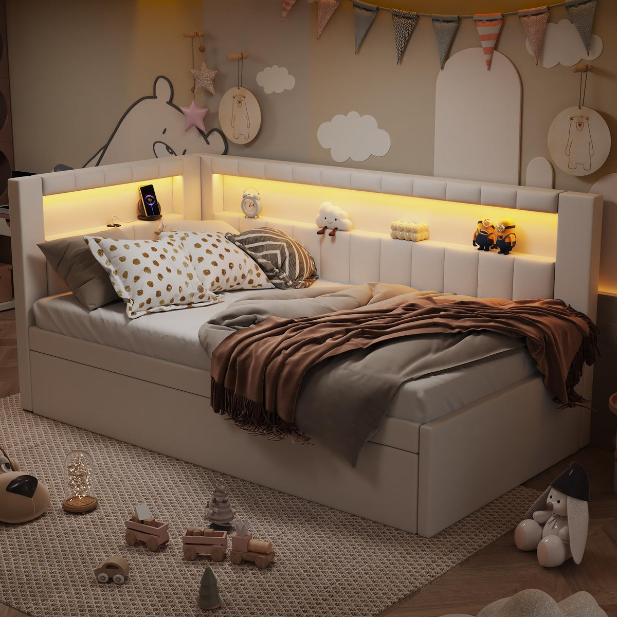White Twin Size Daybed with Trundle D4311
