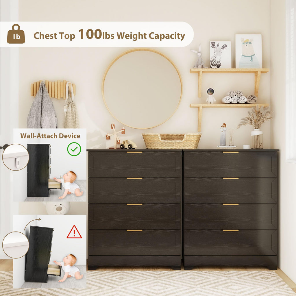 Modern Wide Wooden Chest of Drawers, Black N561888