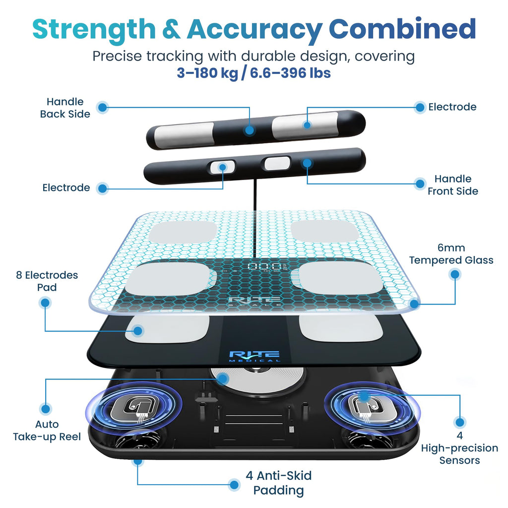 8-Electrode Digital Body Weight Scale with Bluetooth S572
