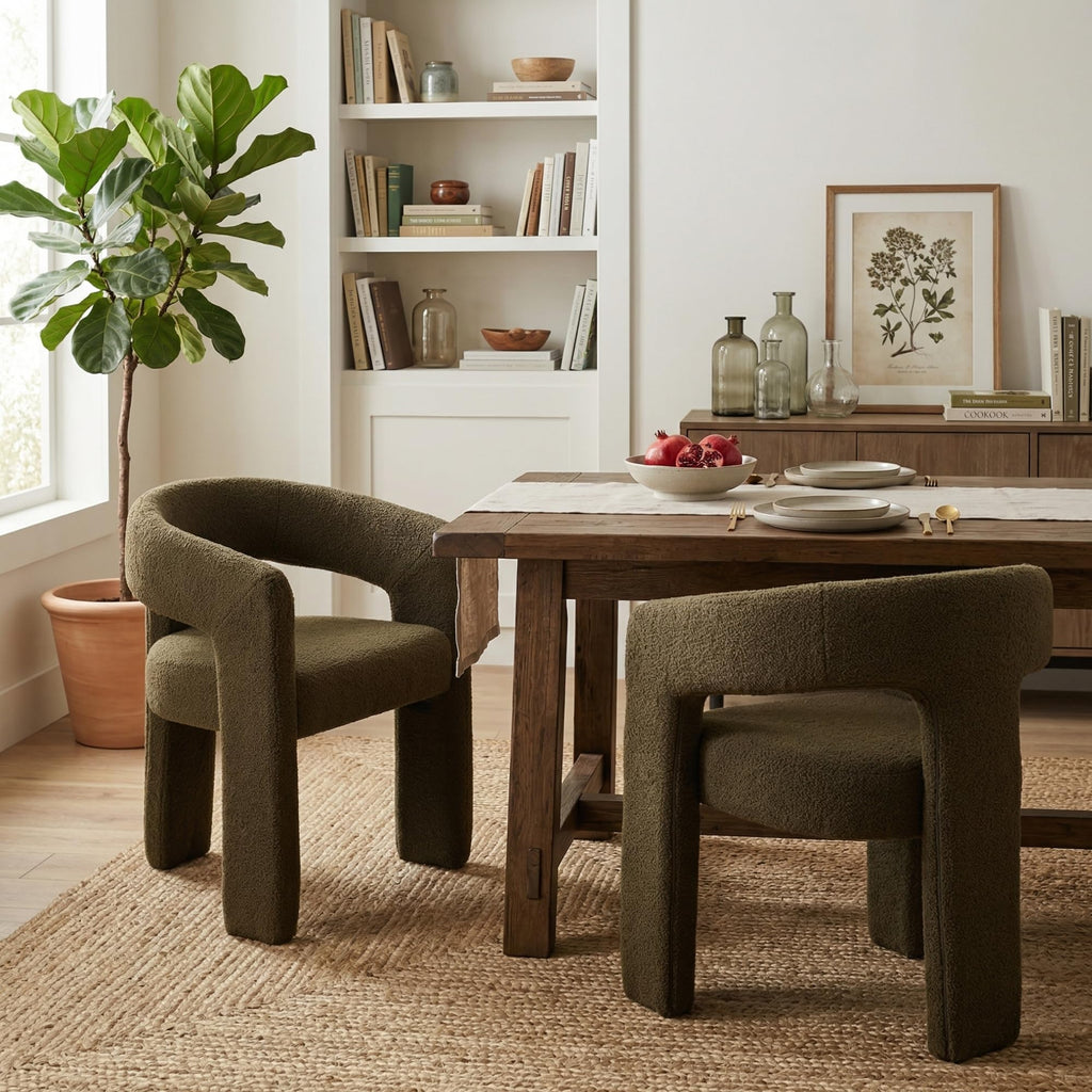 Green Sherpa Barrel Dining Chairs Set of 2 O87740