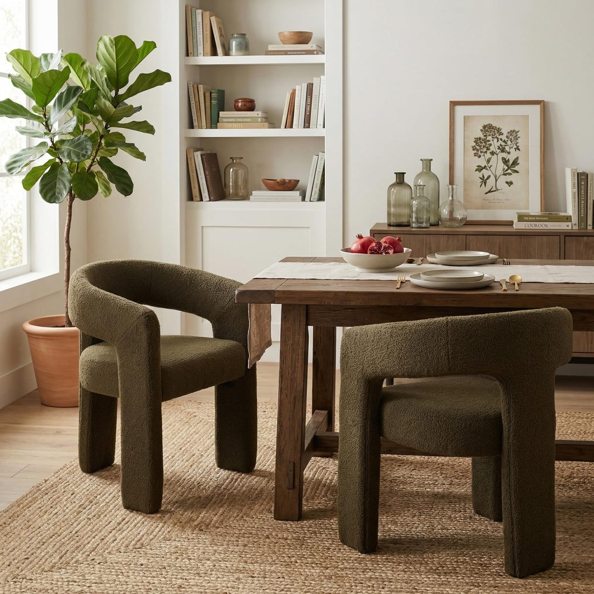 Green Sherpa Barrel Dining Chairs Set of 2 O87740