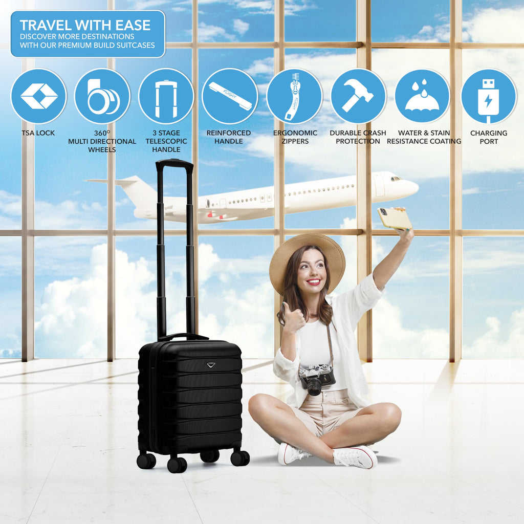 18x14x8" Hardside Carry On Suitcase with TSA Lock & USB Port R544
