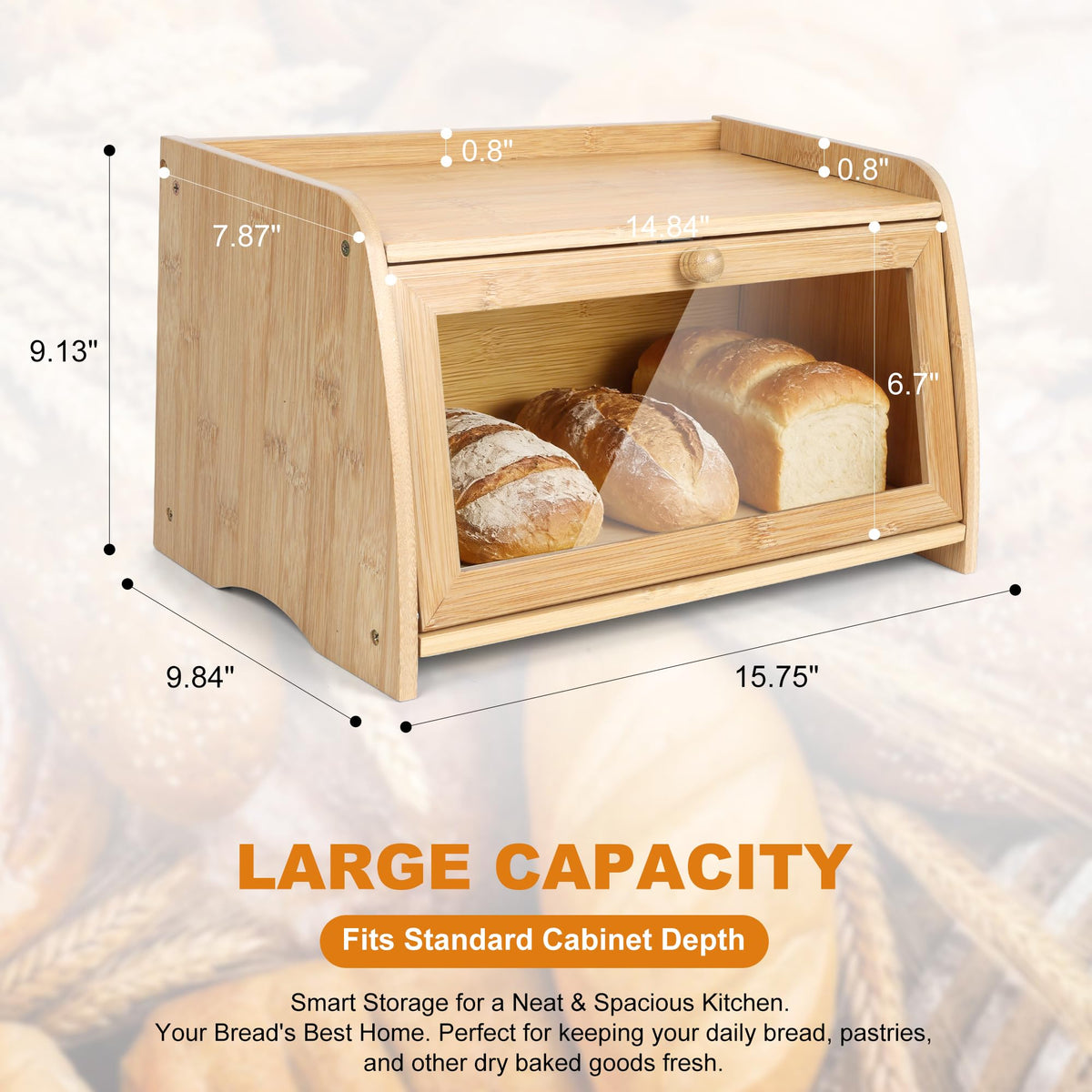 Large Bamboo Bread Box K7609